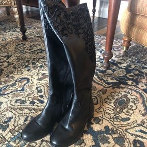Black leather boots